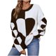 thumbnail image 2 of Pntutb Suéter de cuello redondo para mujer Suéter suelto de manga larga de otoño e invierno Amor Costura Ocio Pntutb Pntutb-1197, 2 of 6