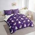thumbnail image 3 of jejeloiu Merry Christmas Bedding Comforter Set 7 Pieces,Xmas Tree Deer Full Bedding Set,Purple White Snowflake Fitted Sheet Flat Sheet For Girl,Red White Home Decor Reversible, 3 of 8