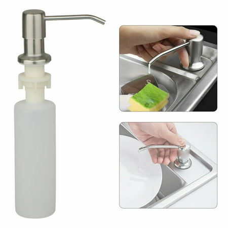 Countertop Pump Box - Kitchen Sink Countertop Soap Dispenser Built in Hand Soap Dispenser Pump,Stainless Steel 300ML Bottle Capacity,Kitchen Sink Accessories, 360°Rotating Pump