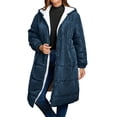 thumbnail image 2 of Elvqul Womens Fleece Jacket Outerwear Hooded Thermal Long Sleeve Sweaters Warm Coat for Ladies, 2 of 9