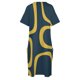 thumbnail image 4 of Vestido de verano para mujer, holgado, con bolsillos, estilo vendaje y estampado retro de bucles modernos de mediados de siglo en mostaza claro y azul marino., 4 of 6
