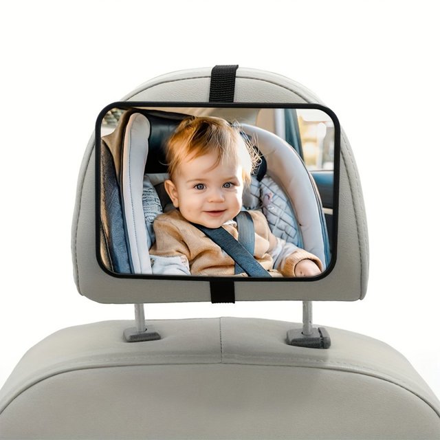 LOVEVER Car Back Seat Rearview Mirror for Rear Facing Seats | Wide Angle Acrylic Shatterproof Glass | 360° Adjustable Child Safety Observation | Clip-On for SUV Truck Car | Black | 18.8x