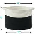 thumbnail image 5 of Medium Cotton Rope Storage Basket Bin with Handles, 14"L x 12"W x 10"H, Baby Nursery Laundry Basket Hamper, Toy Storage Basket, 5 of 6