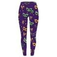 thumbnail image 2 of Festive Outfits for Women Mardi Gras Leggings Colorful Graphic Printed Tights Holiday Party Slim Fit Pants (3XL, Purple 01), 2 of 6