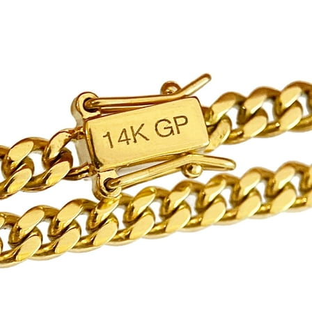 14k Gold Plated Over Stainless Steel Miami Cuban Link Chain 14K GP Necklace 4MM x 20" Inch