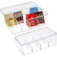 thumbnail image 1 of Plastic Stackable Tea Bag Organizer Divided Storage Bin Box for Kitchen Cabinets Countertops Pantry Hold Coffee Pods Sugar ets Condiments Sections, 1 of 7