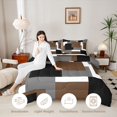 thumbnail image 3 of Homewish Brown Geometric Block Full Size Comforter Sets,Modern Artwork Bedding Comforter Set,Black Reversible,3pcs,1 Comforter and 2 Pillowcases, 3 of 7