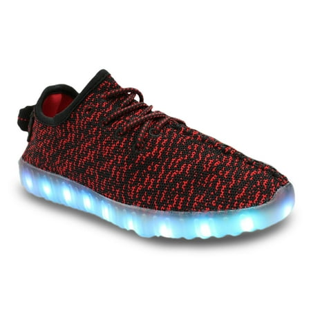 LED Light Up Sneakers Knit Low Top App Controlled USB Charging Lace-Up Men Shoes Black / (Best Sneaker App 2019)
