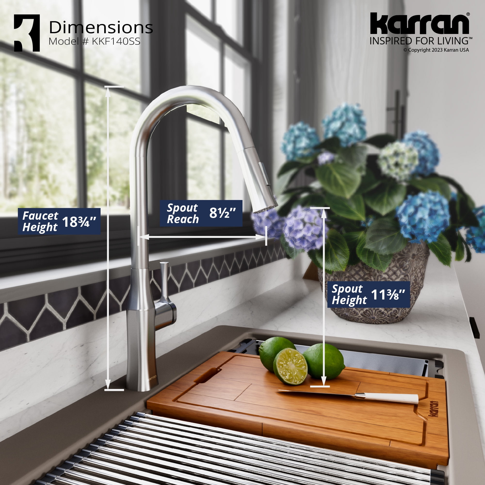 Karran Standerton KKF140 Single Handle Pull-Down Sprayer Kitchen Faucet in Chrome