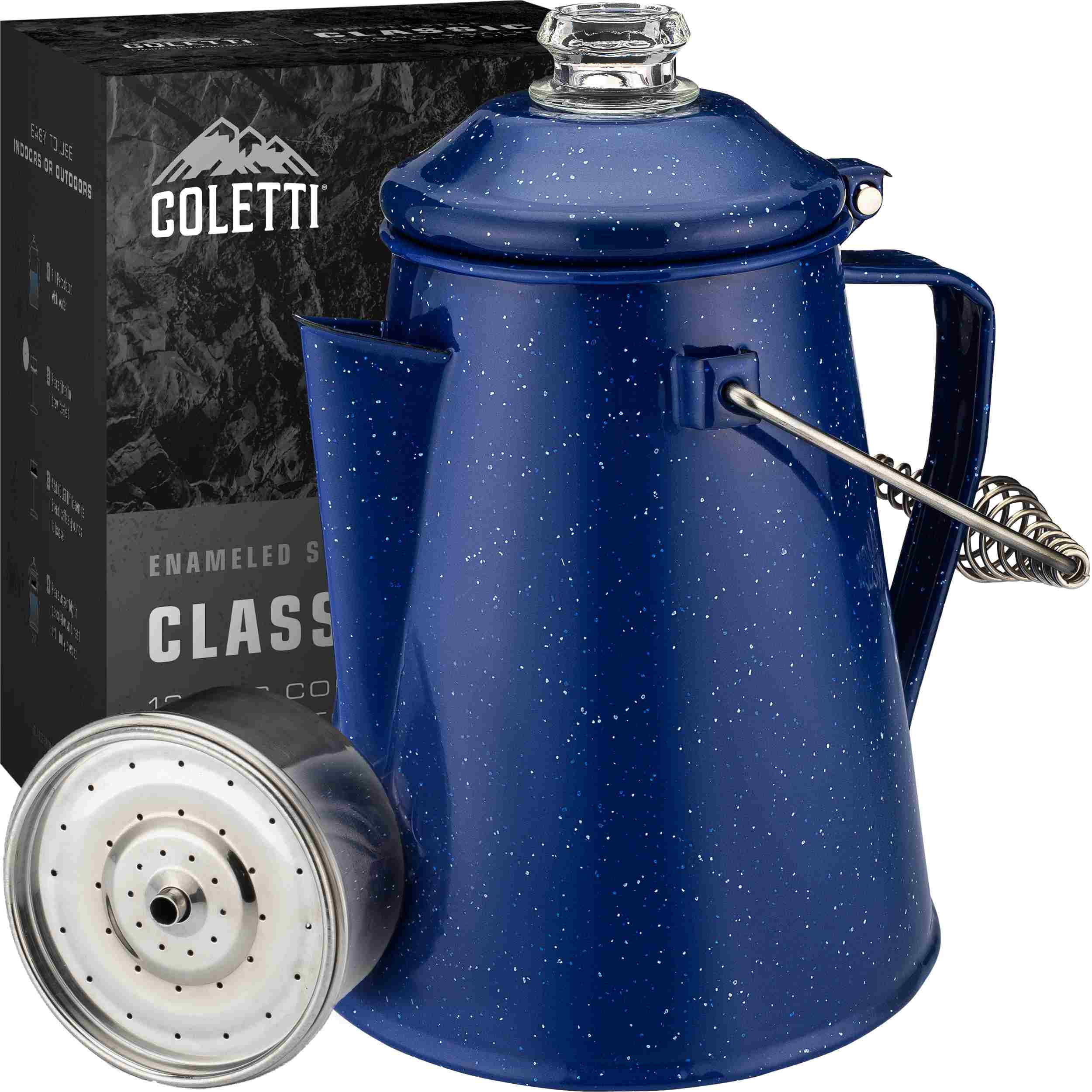 COLETTI Classic Camping Coffee Percolator Camping Coffee Pot 12 Cup