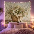 thumbnail image 2 of Still Life Arrangement With Wildflowers Woven Basket, Mystical Fantasy for Space Lovers, Aesthetic Wall Decor, Valentine's Day Gift, Tapestry Wall Hanging for Dorm and Living Room, 2 of 7