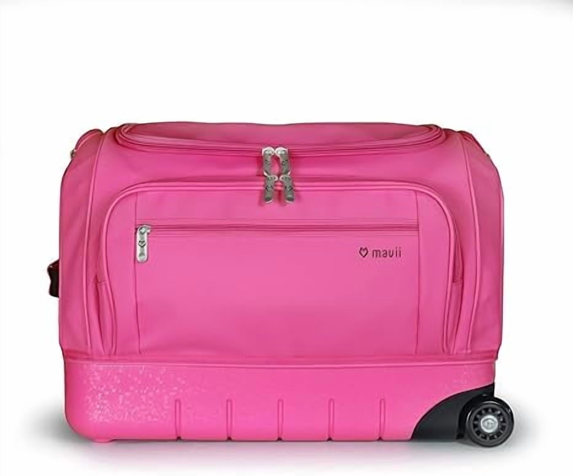 Mavii Dance Bag With Garment Rack, New 22" Hybrid Garment Rack Duffel, Hardside Bottom Collapsible Travel Bag, Hot Pink