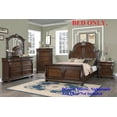 thumbnail image 4 of Luxurious Formal Brown Cherry 1pc Queen Size Bed Bedroom Furniture Sleigh Design Headboard Footboard MDF Veneer, 4 of 4