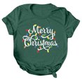 thumbnail image 1 of Gibobby Camisas de Navidad para mujer Navidad Moda Casual Impresión Manga Corta Cuello Redondo Suelta Camiseta Blusa Tops(Verde,CH), 1 of 5