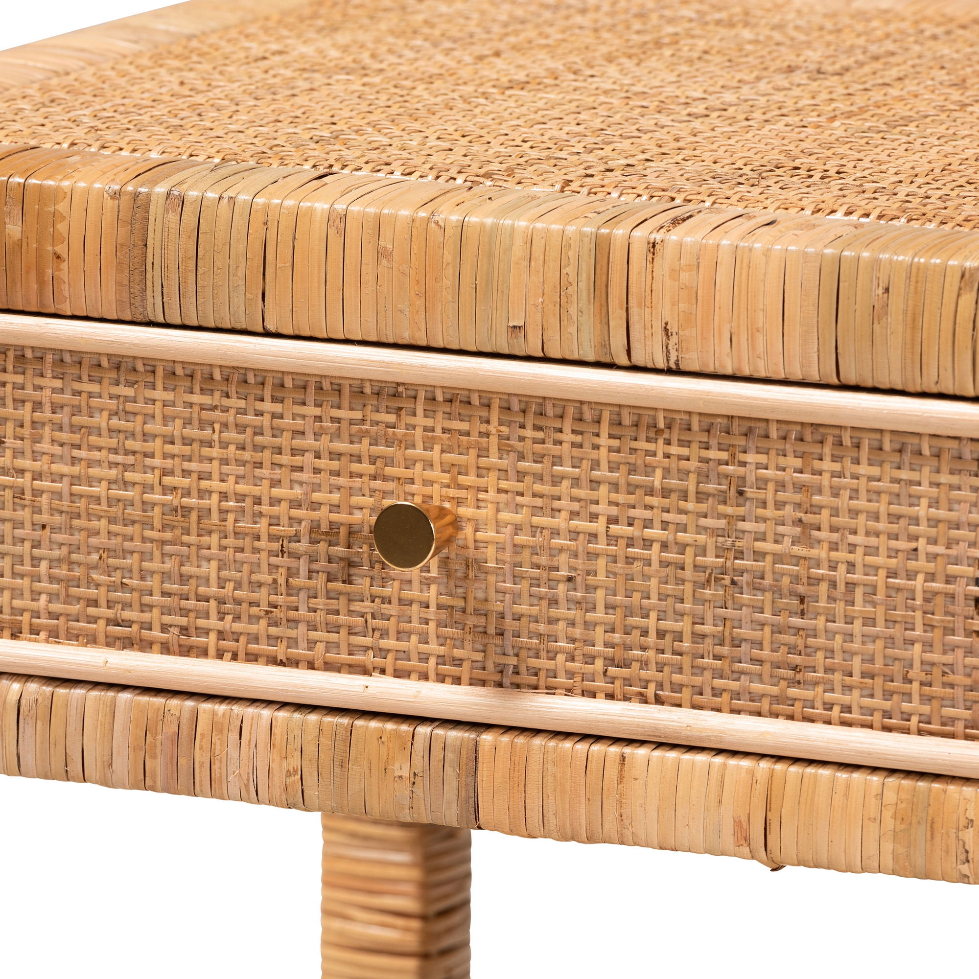 bali & pari Adelia Rattan BOHO Nightstand, 1-Drawer, Natural Brown