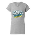 thumbnail image 2 of Made In America With Ukrainian Parts Womenâ€™s Standard V-Neck Tee, Heather Grey, Medium, 2 of 4