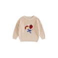 thumbnail image 2 of Musuos Toddler Girls Autumn Winter Knit Sweater 6 12 18 24M 3 4T Long Sleeve Rainbow Floral Bow Strawberry Embroidery Pullover Knitwear, 2 of 8