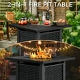 thumbnail image 3 of Walsunny 28" Propane Fire Pit Table 50,000 BTU Steel Gas Fire Pit with Removable Lid & Waterproof Cover and Tables, 3 of 7