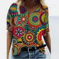 thumbnail image 2 of PENGXIANG Mode Femmes Été Imprimé Manches Courtes Col Rond T-Shirt Décontracté Tee Tops T-Shirt pour Femmes, 2 of 3
