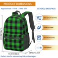 thumbnail image 3 of Green and Black Checkered Pattern 17" School Backpacks for Teens,Waterproof Oxford Fabric,S-Shape Padded Straps for School,Travel,Hiking,Camping, 3 of 6