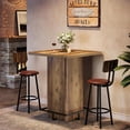 thumbnail image 3 of Tribesigns Bar Table, 39.37" High Wooden Square Bistro Pub Table with Metal Frame Footrest for Dining Coffee Cocktail Living Room, Small Space, Black, 3 of 6