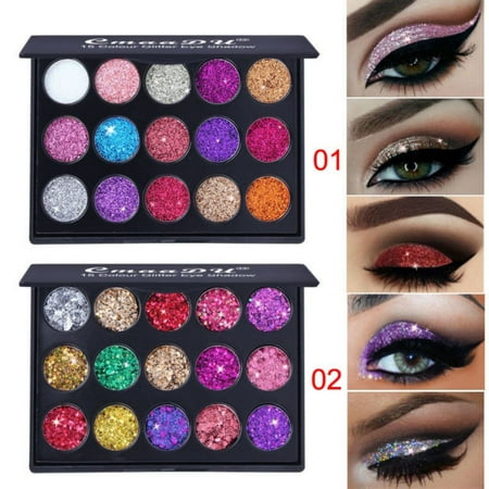 15 Colors Diamond Glitter Eye Shadow Sequins MakeUp Pressed Palette (Best Pressed Glitter Palette)