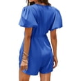 thumbnail image 4 of Summer Short Sleeve Women V-neck Solid Bow Front  Jumpsuit, 4 of 8