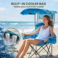 thumbnail image 4 of ABORON Camping Chair with Canopy, Folding Camping Canopy Chair with Cooler Bag, Side Pocket and Cup Holder, Outdoor Portable Beach Lounge Chair for Adults Camping, Fishing and Tailgates - Ocean, 4 of 10