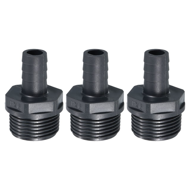 Unique Bargains UPVC Barb Hose Fitting 16mm Barbed G1 Male Thread Pipe Connector Adapter Gray 3 Pack