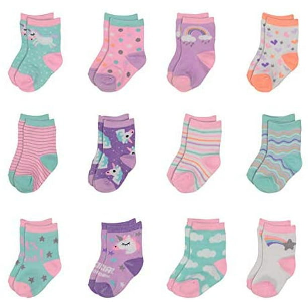 Chaussettes bébé pour garçons et filles 0-24 mois avec motifs et motifs  mignons licornes et arcs-en-ciel 6-12 mois 