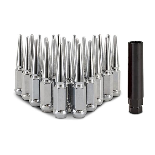 32-Pack 50 Caliber Racing Chrome Spike Lug Nuts 14x2.0 – For Ford F250 F350 Super Duty