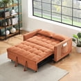thumbnail image 3 of 2-seat orange corduroy folding sofa bed / Brings comfort to small home environments, 3 of 6