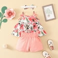 thumbnail image 5 of CAUYDY Infant Toddler Baby Girl Summer Clothes Floral Ruffle Sleeve Shirt Dress Tops and Bloomers Shorts Set Cute Outfits (Sizes 18-24 Months,D01-Pink), 5 of 9