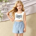 thumbnail image 2 of CUZIBR Child Summer Girls Outfit Sets 2 Piece O-Neck Cute Sleeveless Tops And Shorts Casual Playwear Breathable Toddler Kids Clothing Sets,Blue,11-12 Years, 2 of 5