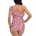 thumbnail image 5 of Gaeub Red Flowers Women's One Shoulder Ruffle Tummy Control Swimwear for Swimming Surfing Beach Party - Small, 5 of 8