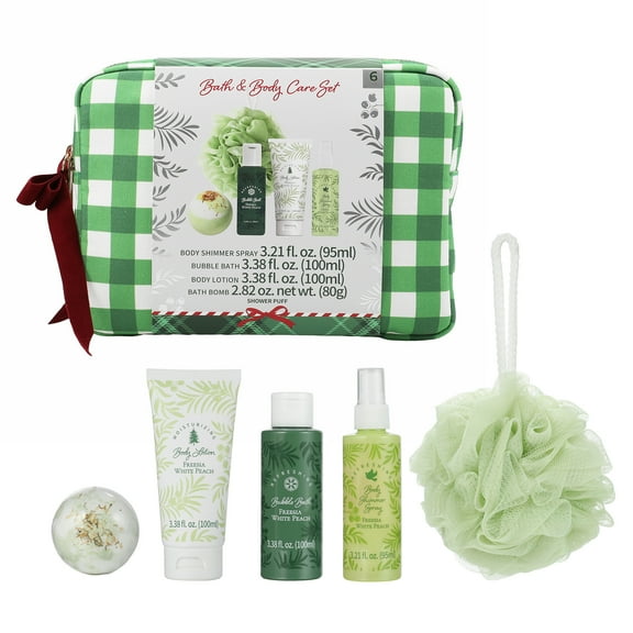 Body Care Set for Women, Portable 4 Pieces Care Set, with Shimmer Spray, Bubble Bath, Body Lotion and Bath Bomb