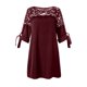 thumbnail image 4 of Mujeres verano moda casual cuello redondo media manga vendaje sólido encaje patchwork vestido suelto Fridja  qw610, 4 of 5