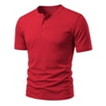 thumbnail image 5 of Men's Henley Short Sleeve Shirt Lightweight T-Shirts Moisture Wicking Tee Casual Summer Basic Solid Shirt （Red,M）, 5 of 9