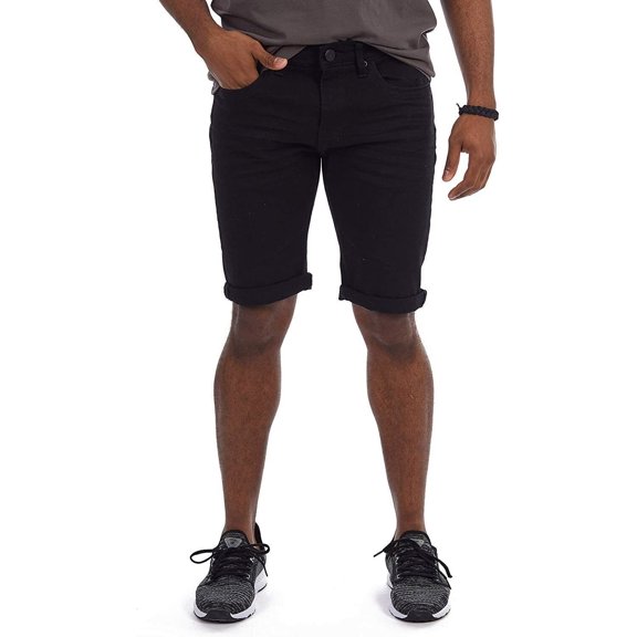 X RAY Jeans Shorts for Men Roll Cuff Denim Short Jet Black Comfortable Size 32