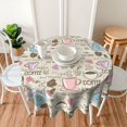 thumbnail image 3 of Coffee Love Tea Cup Polka Dot Retro Round Tablecloth Waterproof Wipeable Tablecloth Cover Home Restaurant Kitchen Picnic Party Decoration 60 Inch Circular Tablecloth for 20-47 Inch, 3 of 6