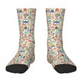 thumbnail image 1 of Kdxio Famous Places Print Children's Socks for Daily Wear and Sports Use Colorblock Mid-Calf Design Breathable Material, 1 of 5