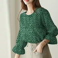 thumbnail image 6 of ZANZEA Women 3/4 Sleeve O-Neck Printed Office Casual Korean Blouses, 6 of 7