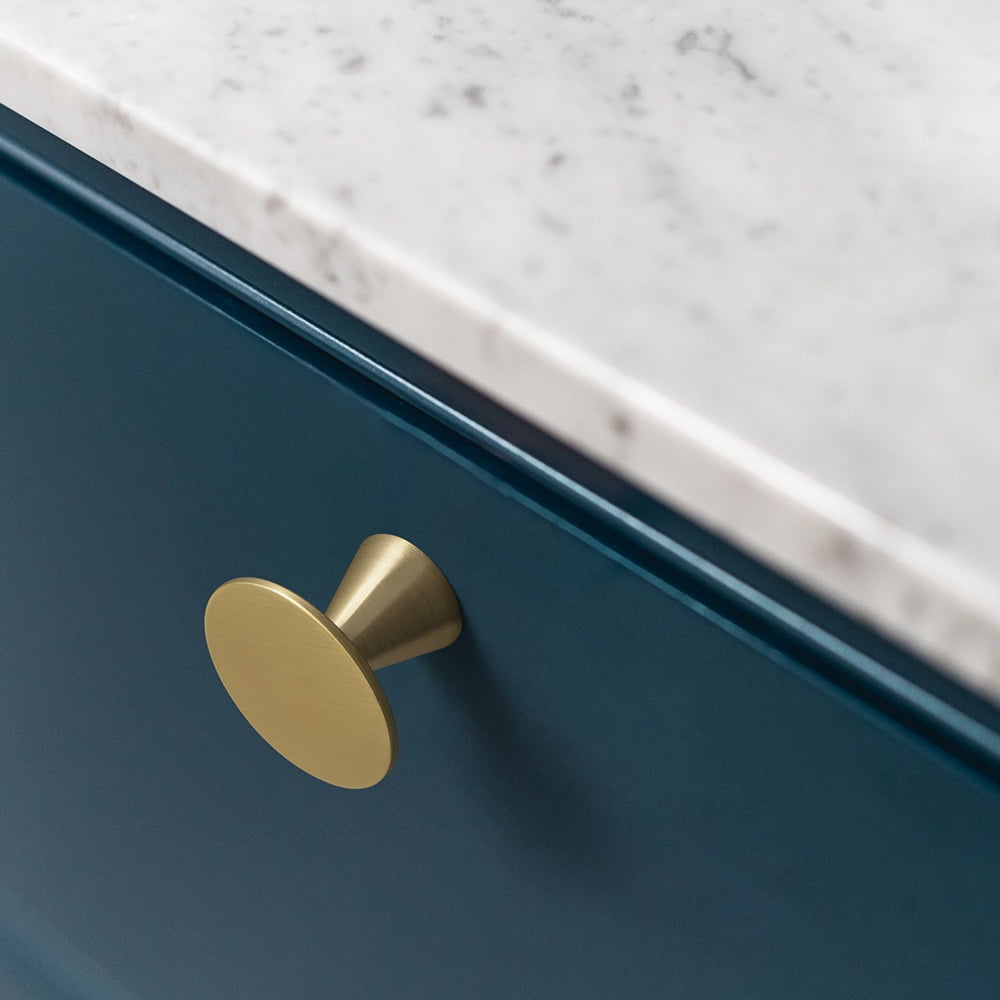 Goo-Ki Light Brushed Brass Cabinet Drawer Knobs, Zinc Alloy 1.8" Dia Cabinet Handles Hardware for Dresser,Wardrobe,Cupboard, 6 Pack