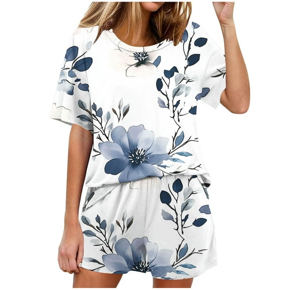 Summer Savings 2025!Casual Shorts Sets Women 2 Piece Outfits Plus Size Two Piece Workout Sets for Women Shorts Two Piece Lounge Sets