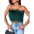 thumbnail image 1 of Women Feather Vest Sleeveless Solid Color Strapless Fluffy Backless Slim Fit Tube Tops, 1 of 2