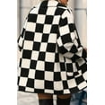 thumbnail image 2 of Women's Black Checkered Fleece Jacket with Side Pockets | [ZhiHiMeRi] | (US 20-22)2XL, 2 of 12