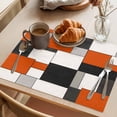 thumbnail image 3 of Burnt Orange Black Grey Placemats Set of 4 Modern Geometric Abstract Place Mats Indoor Wipeable Table Mats Washable Cloth Dining Table Placemats for Kitchen Holiday Party Home Decor 13x19 Inch, 3 of 9
