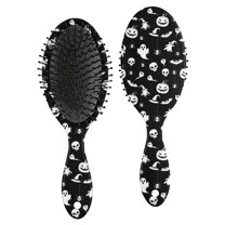Black Halloween Ghost Pumpkin Pattern Hair Brush,Girls Detangling Hair Brush,Glide Through Tangles with Ease for Wet & Dry Hair,8.8"X2.8"