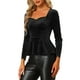 thumbnail image 4 of BLUSA ELEGANTE DE VELVET CUELLO CORAZÓN MANGA LARGA PEPLUM XL NEGRO, 4 of 6