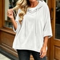 thumbnail image 6 of Dpjklzsn Women's Oversized Velour Hoodie Poncho, Drawstring V Neck Relaxed Pullover Top, 6 of 8